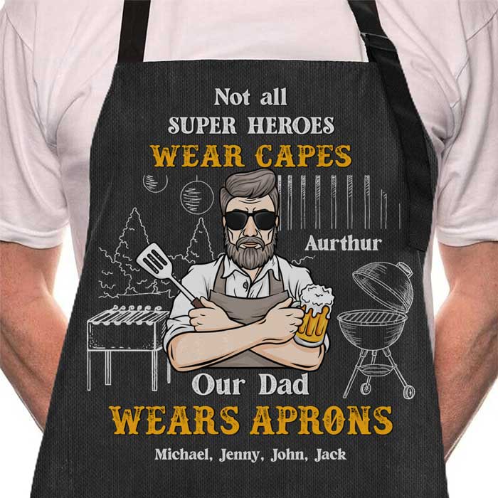 Our Hero Wears Aprons - Personalized Apron - Gift For Dad