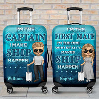 Thumbnail for I'm The Captain, I Make Ship Happen - Gift For Couples, Husband Wife - Personalized Luggage Cover