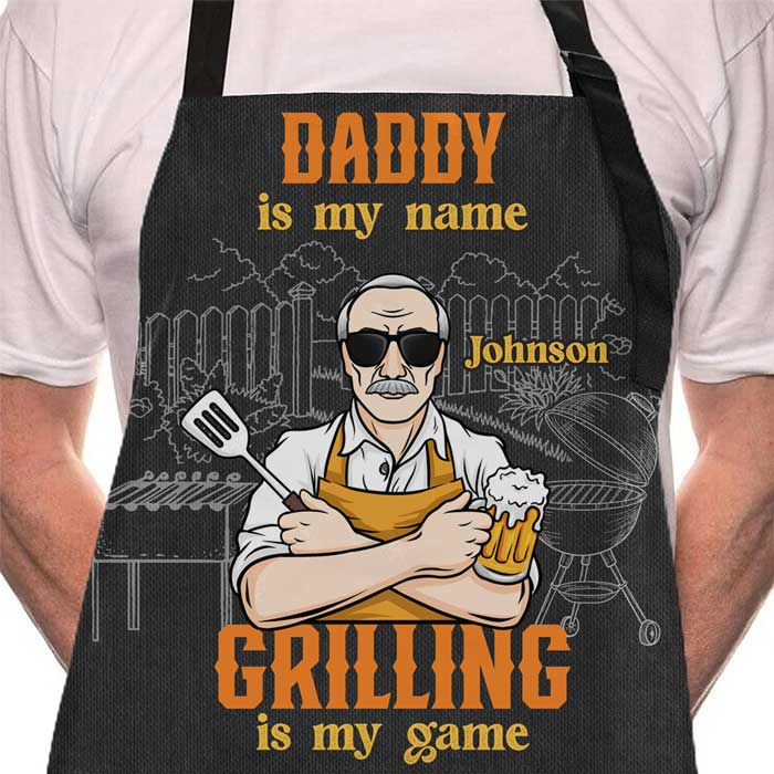 Daddy Is My Name - Personalized Apron - Gift For Dad, Grandpa