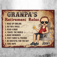 Thumbnail for Grandpa’s Retirement Rules - Gift For Dad, Grandpa - Personalized Metal Sign