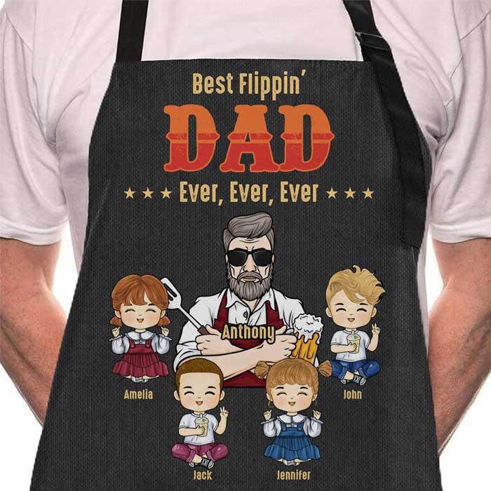 Best Flippin' Dad Ever - Personalized Apron - Gift For Dad