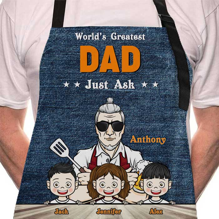 World's Greatest Dad - Personalized Apron - Gift For Dad, Grandpa