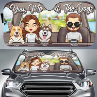 Thumbnail for You, Me And Our Dogs - Personalized Auto Sunshade - Gift For Couples, Husband Wife