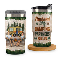 Thumbnail for Let's Sit By The Campfire - Personalized Can Cooler - Gift For Couples, Gift For Camping Lovers