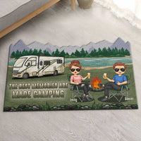 Thumbnail for Home Is Where We Park It - Personalized Shaped Decorative Mat - Gift For Couples, Gift For Camping Lovers