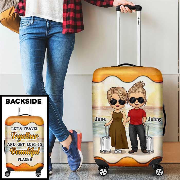 Let's Travel Together And Get Lost In Beautiful Places - Gift For Couples, Husband Wife - Personalized Luggage Cover