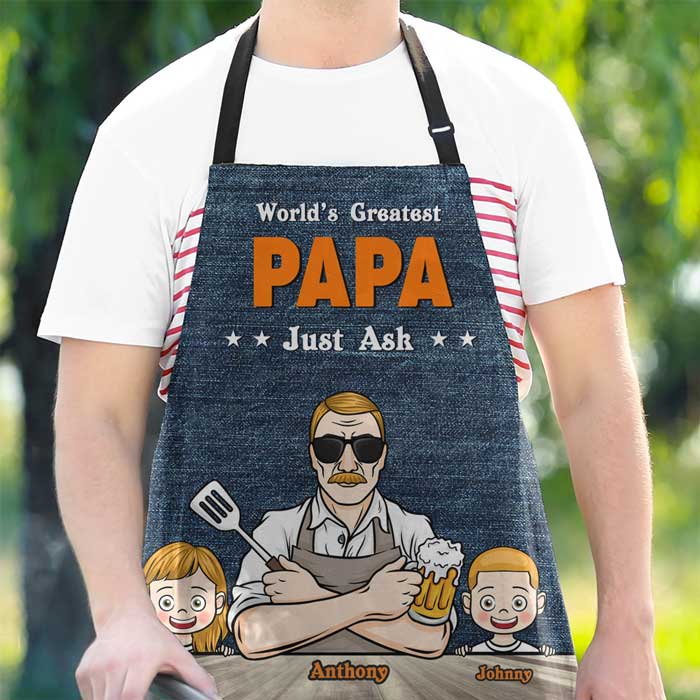 World's Greatest Dad - Personalized Apron - Gift For Dad, Grandpa