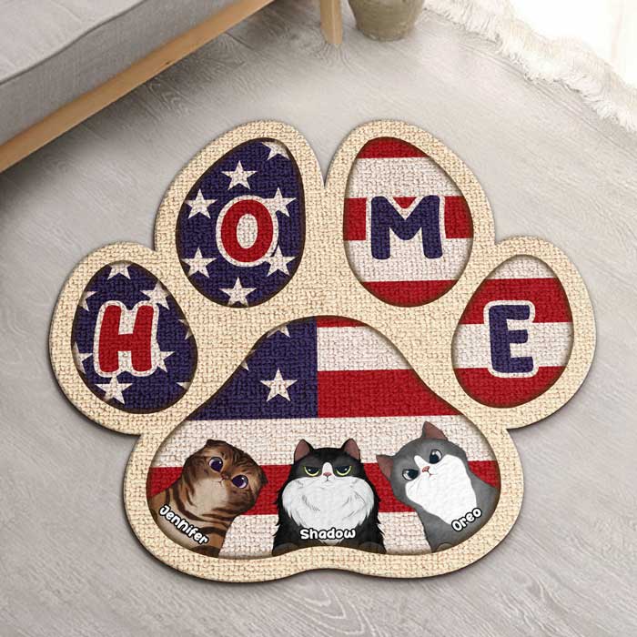 Home Is Where The Cat Is - Personalized Shaped Decorative Mat - Gift For Pet Lovers