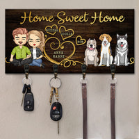 Thumbnail for Home Sweet Home Couple & Dogs - Personalized Key Hanger, Key Holder - Anniversary Gifts, Gift For Couples, Husband Wife, Dog Lovers