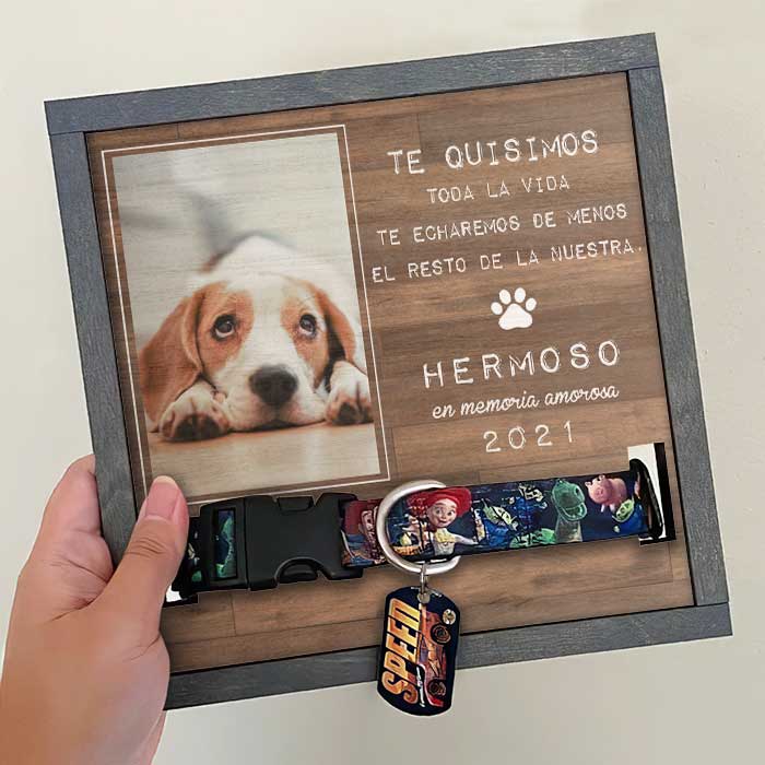 Los Mejores Amigos Llegan A Nuestras Vidas Y Dejan Huellas En Nuestros Corazones - Upload Image - Personalized Memorial Pet Loss Sign (9x9 pulgadas) Spanish