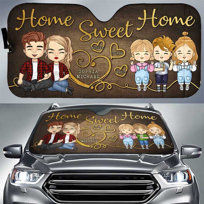 Sweet Home - Personalized Auto Sunshade - Gift For Couples, Husband Wife