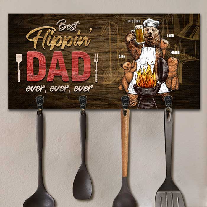 Best Flippin' Dad Ever - Personalized Key Hanger, Key Holder - Gift For Dad