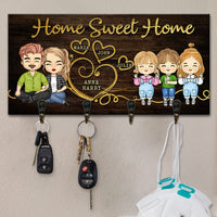 Thumbnail for Home Sweet Home Parents & Kids - Personalized Key Hanger, Key Holder - Anniversary Gifts, Gift For Couples, Husband Wife