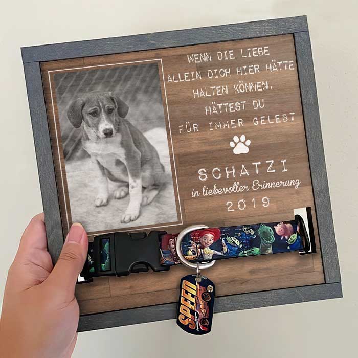 Beste Freunde Treten In Unser Leben Und Hinterlassen Pfotenabdrücke In Unseren Herzen - Upload Image - Personalized Memorial Pet Loss Sign (9x9 Zoll) German