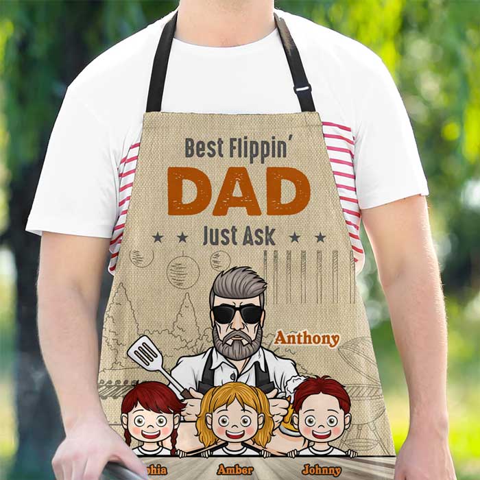 Best Flippin' Dad - Personalized Apron - Gift For Dad, Grandpa