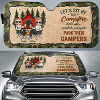 Thumbnail for Let's Sit By The Campfire - Personalized Auto Sunshade - Gift For Couples, Camping Lovers