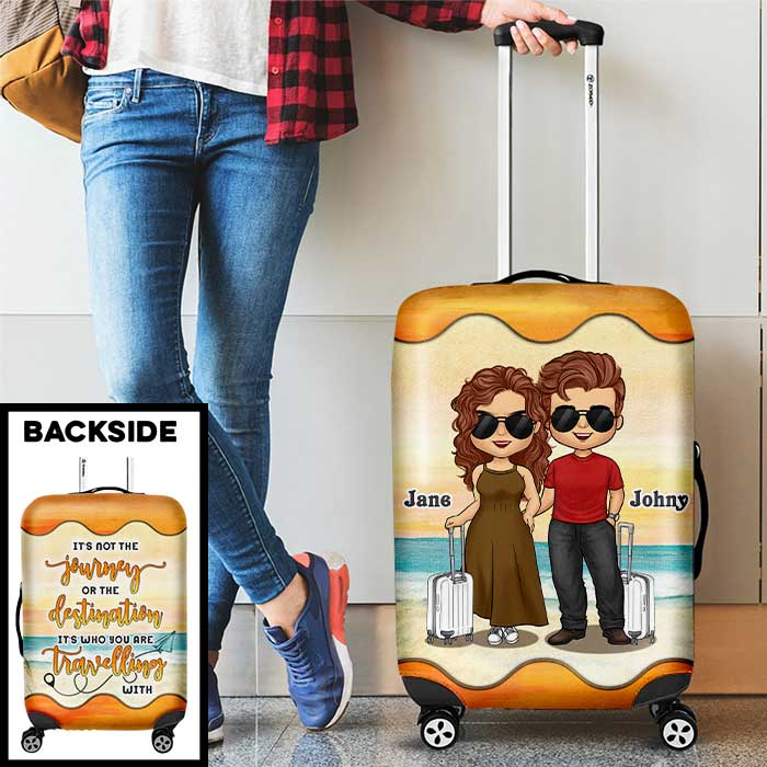 It's Not The Journey It's Who You Are Travelling With - Gift For Couples, Husband Wife - Personalized Luggage Cover