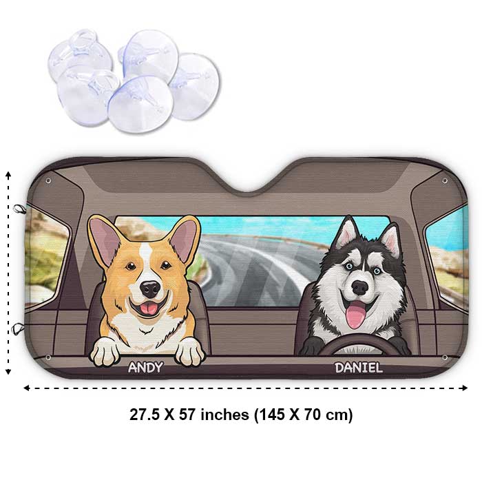 Dogs And Cats - Personalized Auto Sunshade - Gift For Pet Lovers