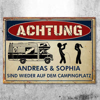 Thumbnail for Betrunkene Camper Campen Wieder - Personalized Camping Metal Sign German