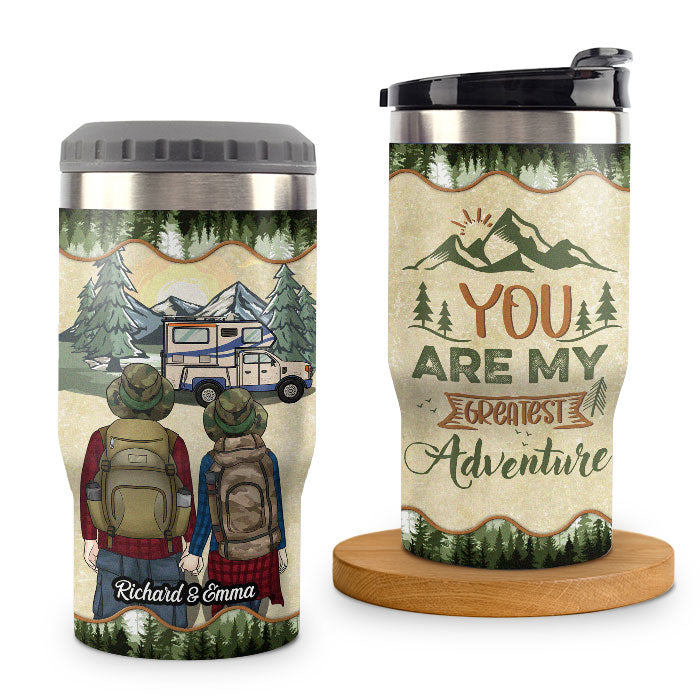 An Adventure Is Going To Happen - Personalized Can Cooler - Gift For Couples, Gift For Camping Lovers