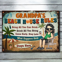 Thumbnail for Grandpa’s Beach House Rules - Gift For Dad, Grandpa - Personalized Metal Sign