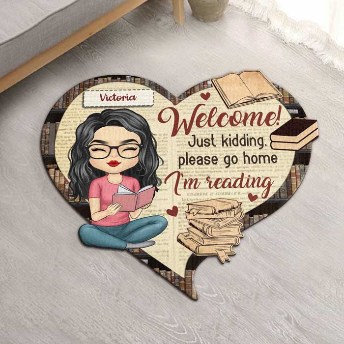 Just A Girl Who Loves Book - Personalized Shaped Decorative Mat - Gift For Book Lovers