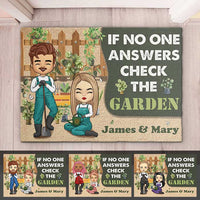 Thumbnail for If No One Answers Check The Garden - Personalized Decorative Mat - Gift For Couples, Gardening Lovers