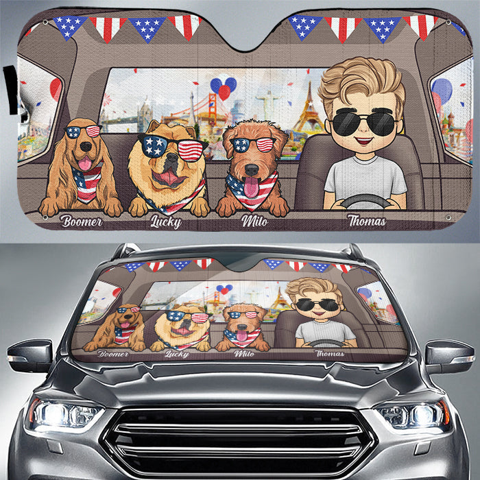 Fourth Of July Dog - Personalized Auto Sunshade - Gift For Pet Lovers