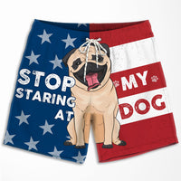 Thumbnail for Stop Staring At My Dog - Personalized Couple Beach Shorts - Gift For Pet Lovers