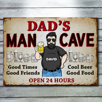 Thumbnail for Dad’s Man Cave Good Times Good Friends - Gift For Dad, Grandpa - Personalized Metal Sign