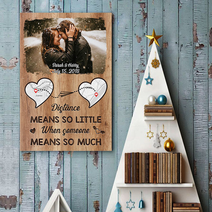 Distance Means So Little - Personalized Vertical Poster - Upload Image, Gift For Couples, Husband Wife