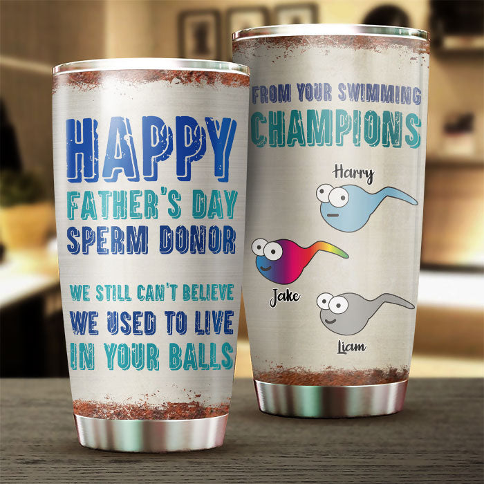 Dear Dad From Swimming Champion - Personalized Tumbler - Gift For Dad, Gift For Father's Day