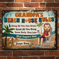 Thumbnail for Grandpa’s Beach House Rules - Gift For Dad, Grandpa - Personalized Metal Sign