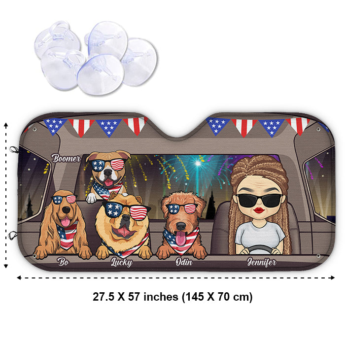 Fourth Of July Dog - Personalized Auto Sunshade - Gift For Pet Lovers