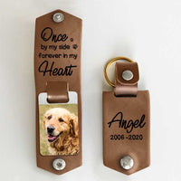 Thumbnail for Once By My Side - Personalized PU Leather Keychain - Upload Image, Memorial Gift, Sympathy Gift