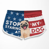 Thumbnail for Stop Staring At My Dog - Personalized Couple Beach Shorts - Gift For Pet Lovers