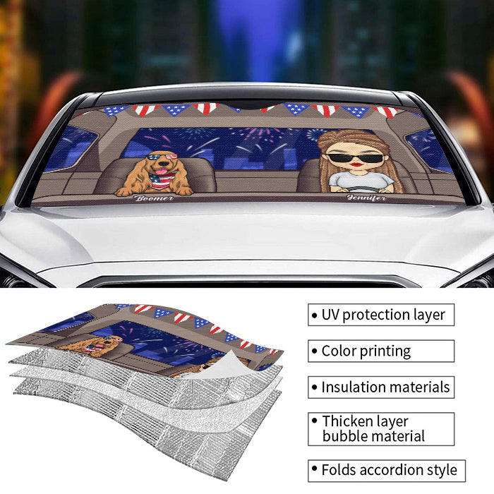 Fourth Of July Dog - Personalized Auto Sunshade - Gift For Pet Lovers