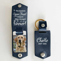 Thumbnail for The Moment Your Heart Stopped - Personalized PU Leather Keychain - Upload Image, Memorial Gift, Sympathy Gift