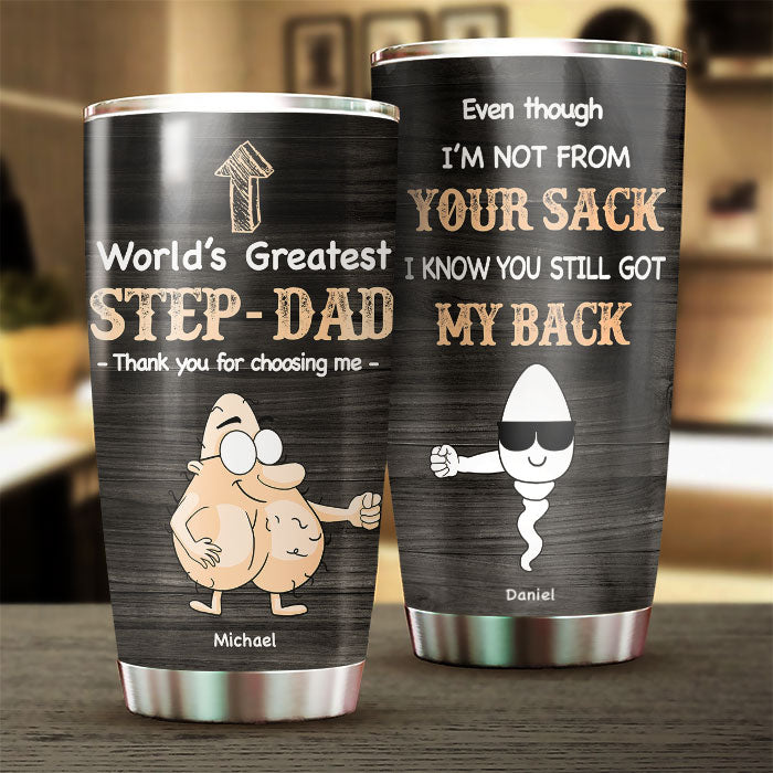 World's Greatest Step-Dad - Personalized Tumbler - Gift For Dad, Grandpa