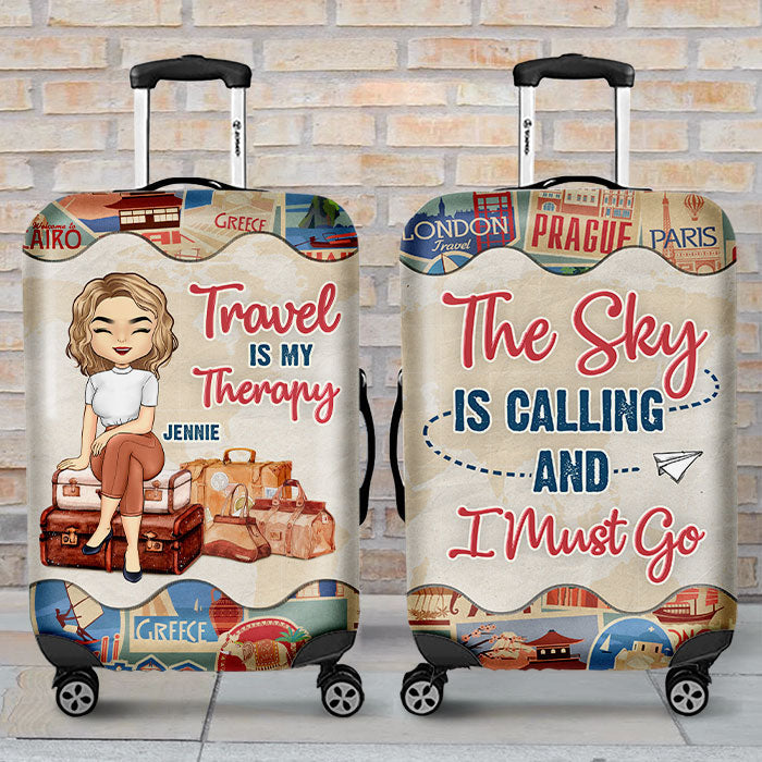 Travel Is My Therapy - Personalized Luggage Cover