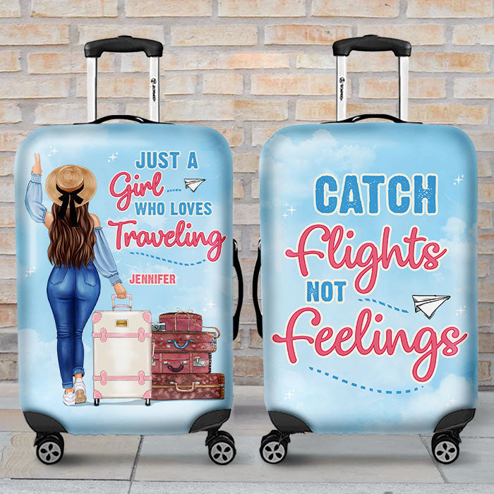 Catch Flights, Not Feelings - Gift For Bestie, Personalized Luggage Cover