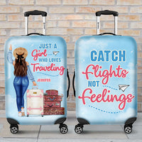 Thumbnail for Catch Flights, Not Feelings - Gift For Bestie, Personalized Luggage Cover