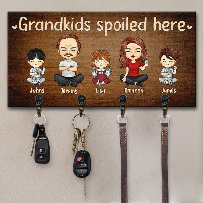 Grandkids Spoiled Here - Personalized Key Hanger, Key Holder - Gift For Couples, Husband Wife