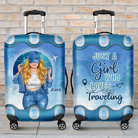 Thumbnail for Luggage Protective Covers - Travel Loving Girl - Personalised Gifts NZ