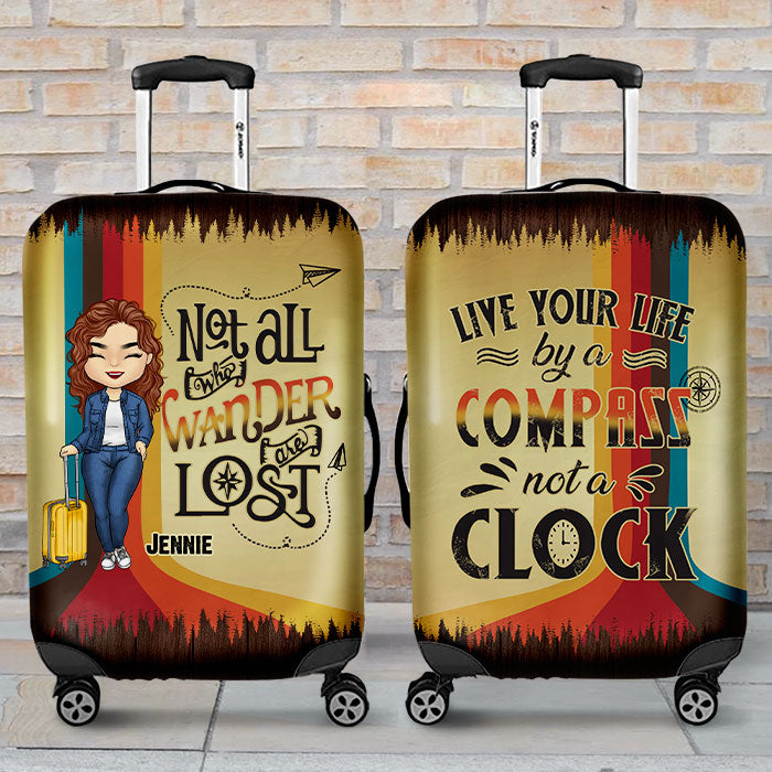 Live Your Life By A Compass Not A Clock - Personalized Luggage Cover