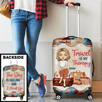 Thumbnail for Travel Is My Therapy - Personalized Luggage Cover