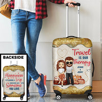 Thumbnail for Travel Is Our Therapy - Personalized Luggage Cover - Gift For Couples, Husband Wife