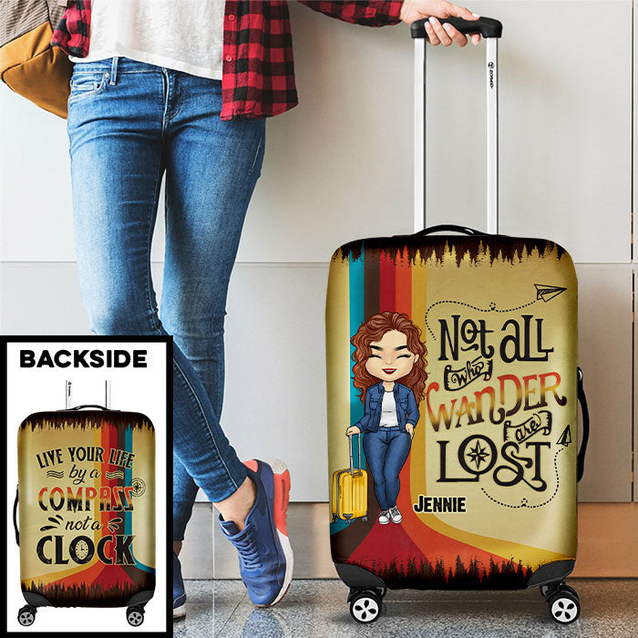 Live Your Life By A Compass Not A Clock - Personalized Luggage Cover