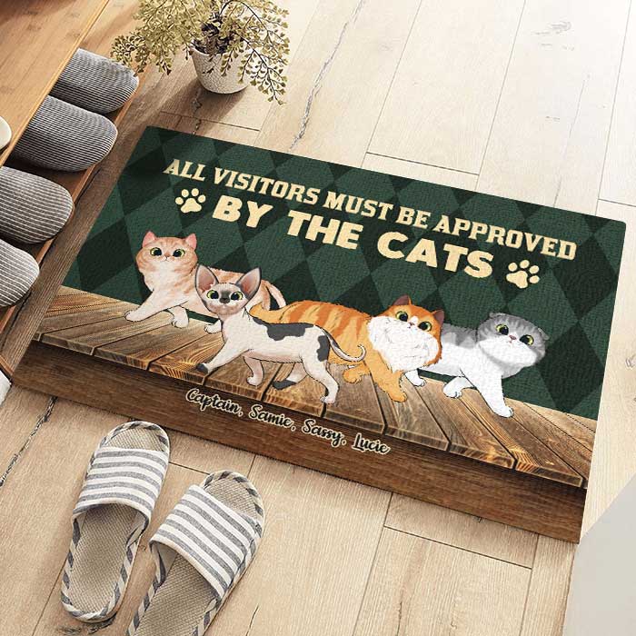 Visitors Must Be Approved By The Cats - Personalized Decorative Mat - Gift For Pet Lovers