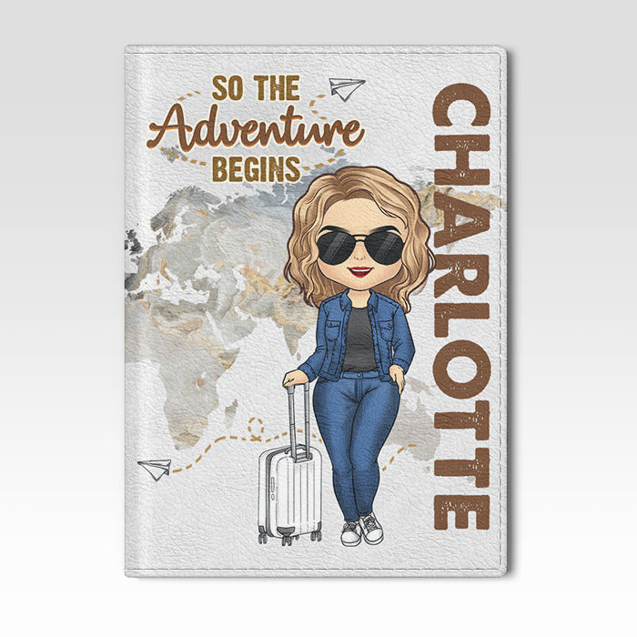 So The Adventure Begins - Personalized Passport Cover, Passport Holder - Gift For Travel Lovers